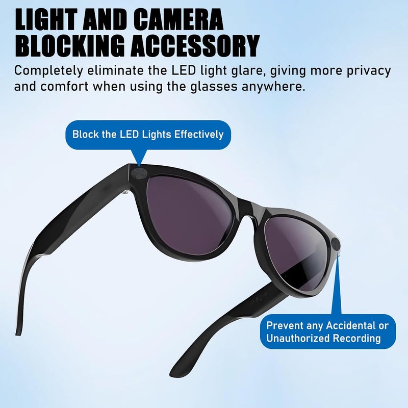 EYSOFT LED Light Blocking Cover Compatible with Ray-Ban Meta Wayfarer/Skyler/Headliner Smart Glasses Accessories,Rotating LED Light Blocker Glasses Accessories-5 Pack-Black - Image 2